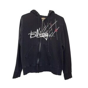 billabong womens medium black y2k zipup hoodie Thumb Holes Goth Core